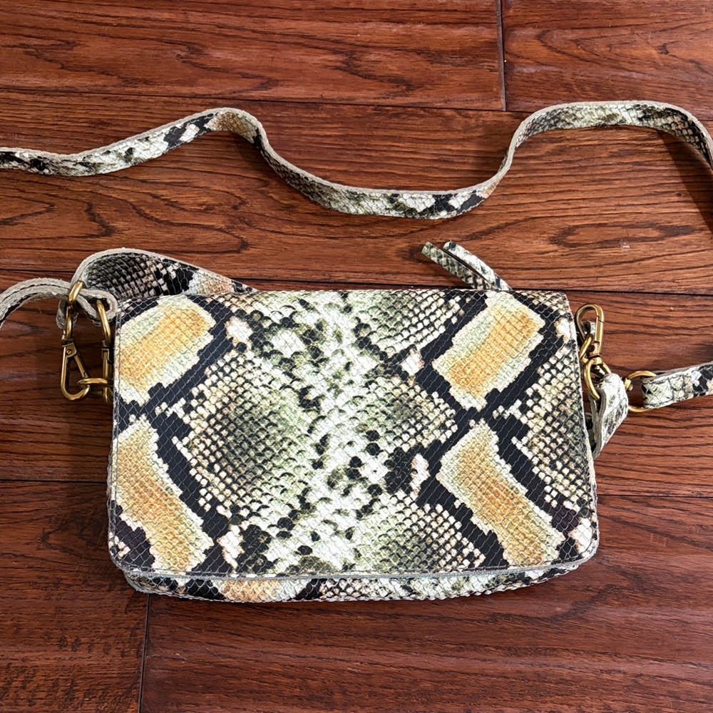 Madewell Snake Print Crossbody Bag - Yellow and Black